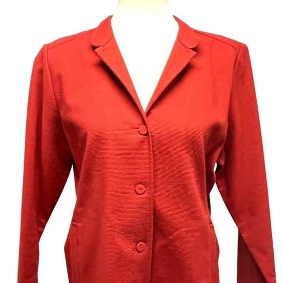 Eileen Fisher Cotton Blend Stand Collar Button Front Textured Blazer Women Large - Picture 4 of 12